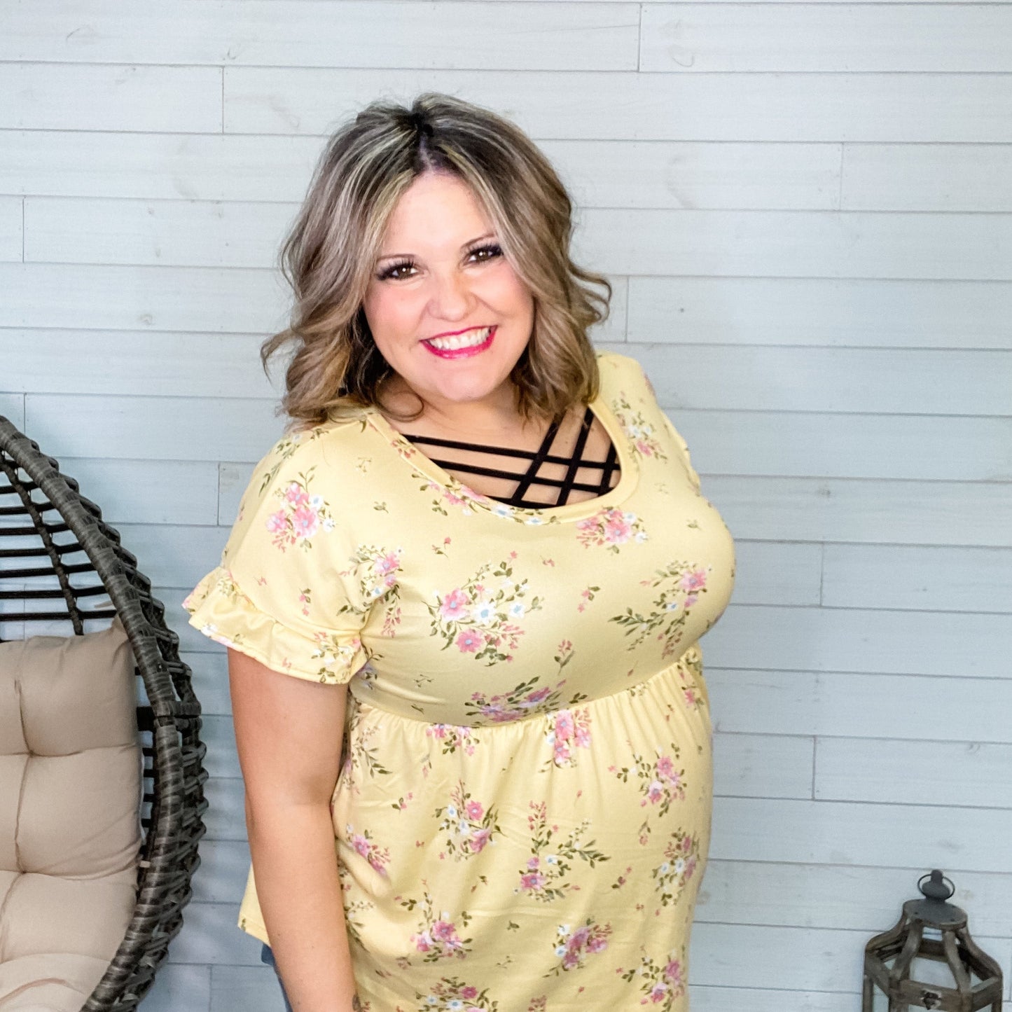 "You Are My" Floral Ruffle Sleeve Babydoll