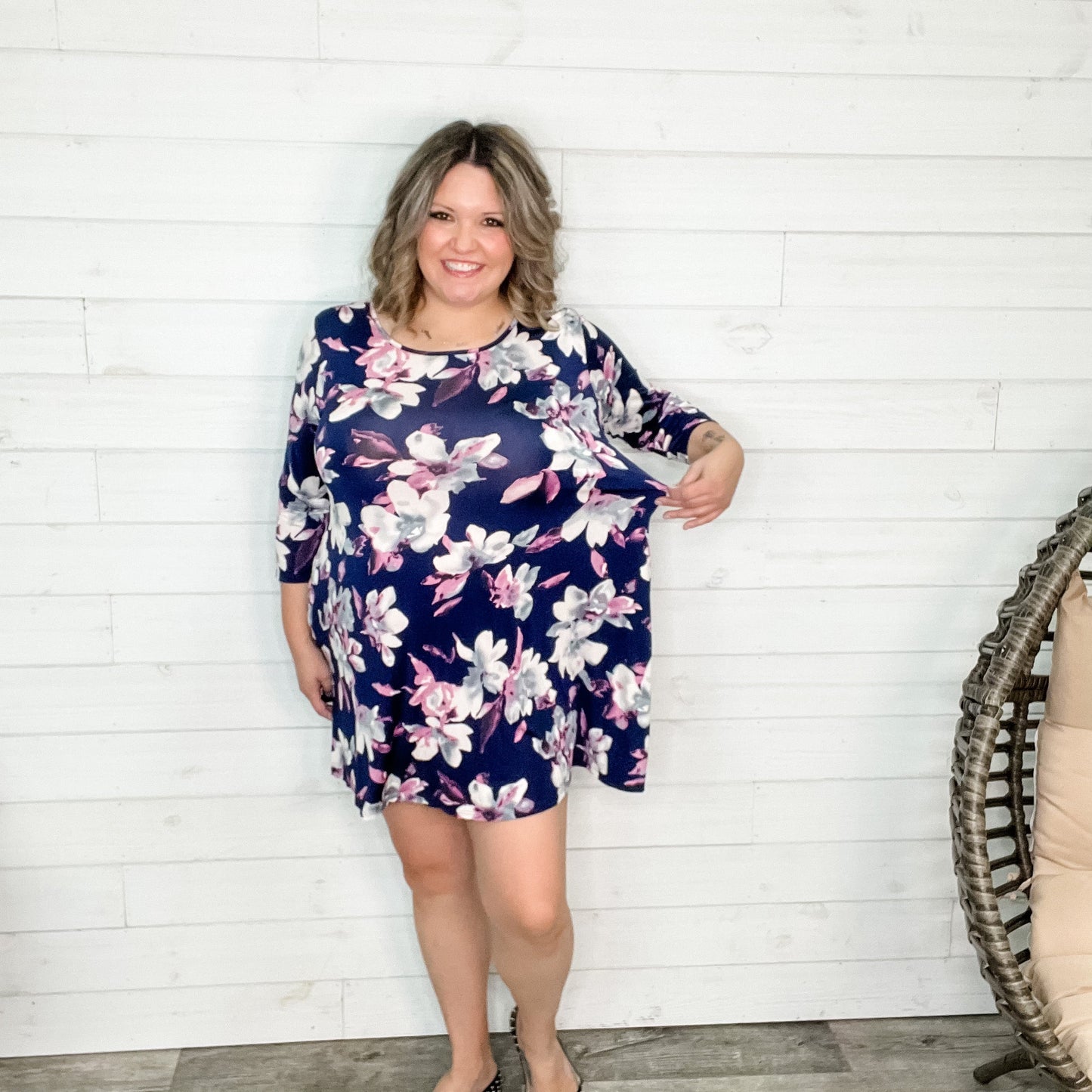 Zenaya 3/4 Sleeve Floral Dress with Pockets