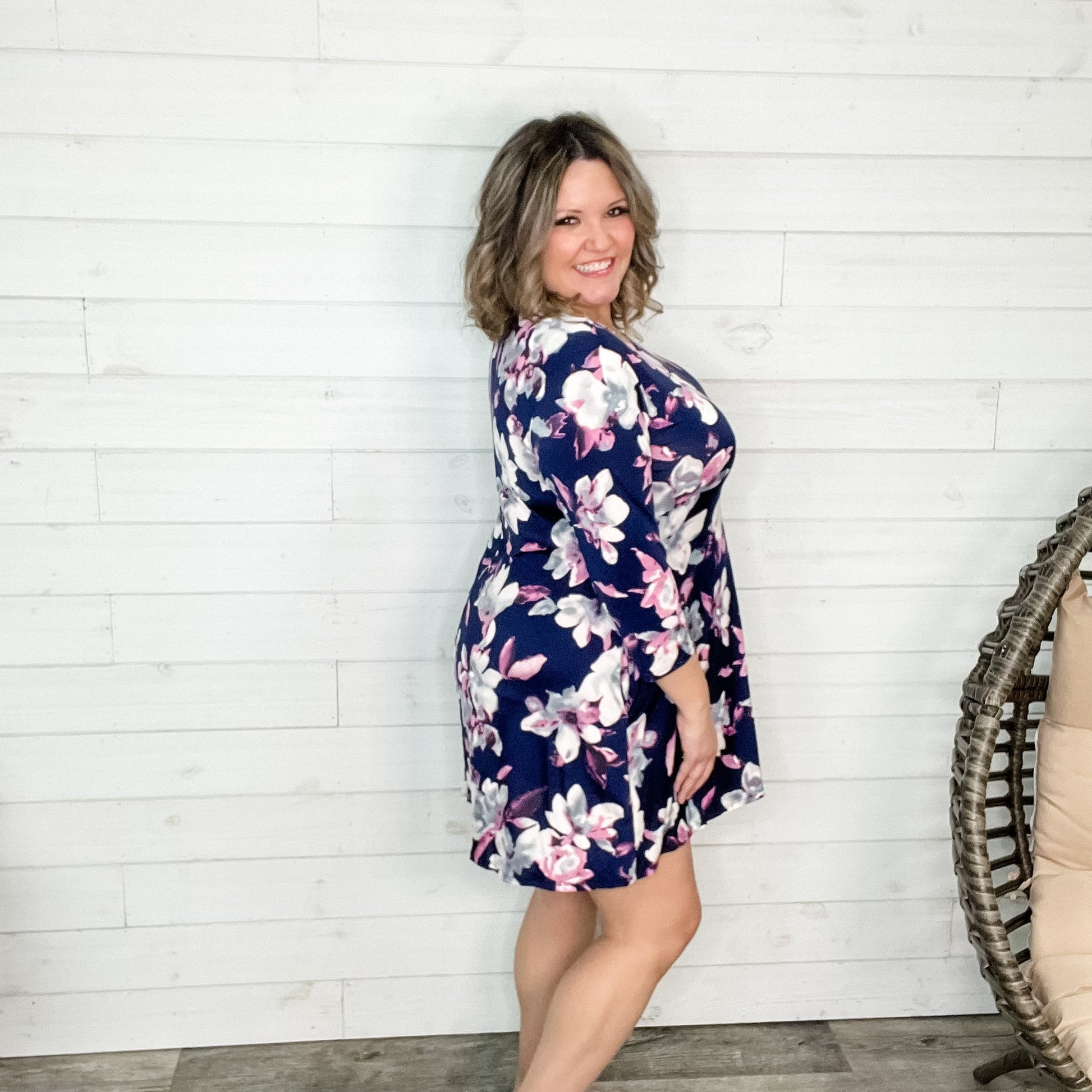 Zenaya 3/4 Sleeve Floral Dress with Pockets