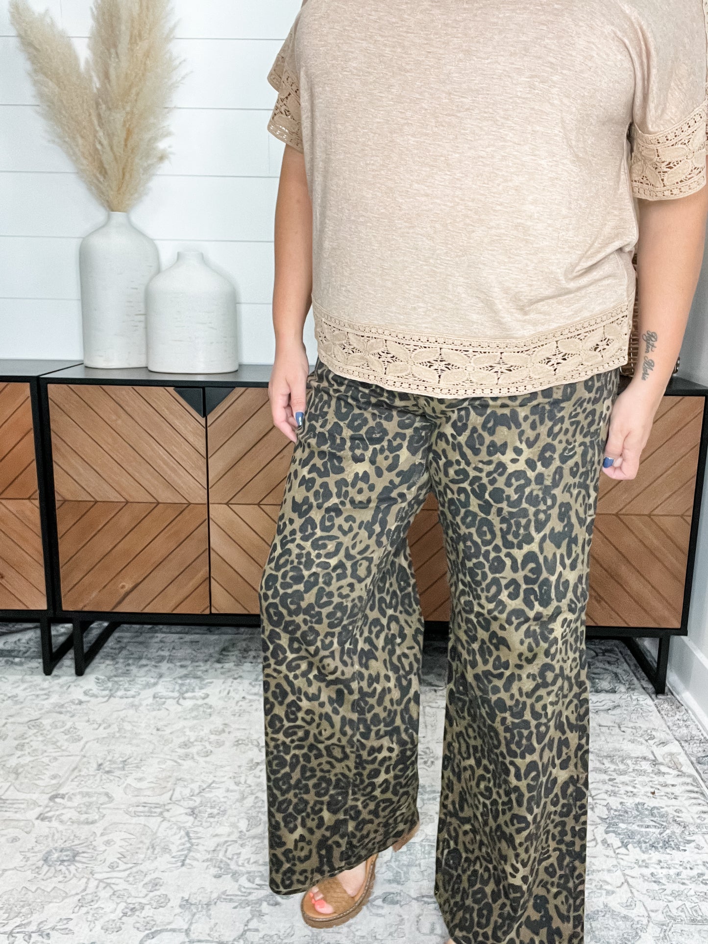 Judy Blue Leopard Wide Leg Jeans