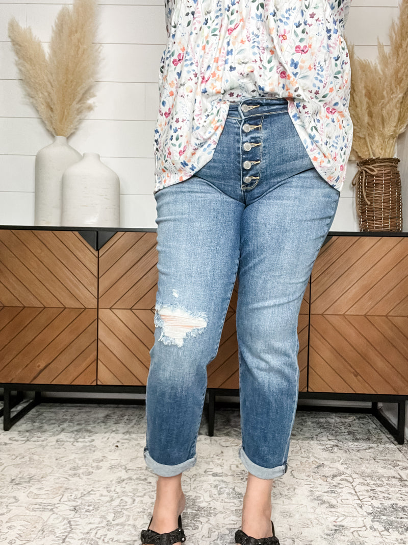 Judy Blue "All The Boys" Button Fly Boyfriend Jeans