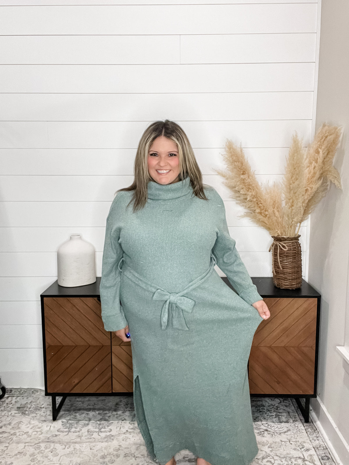 Dear Scarlett Travel Plush Knit Dress (Teal)