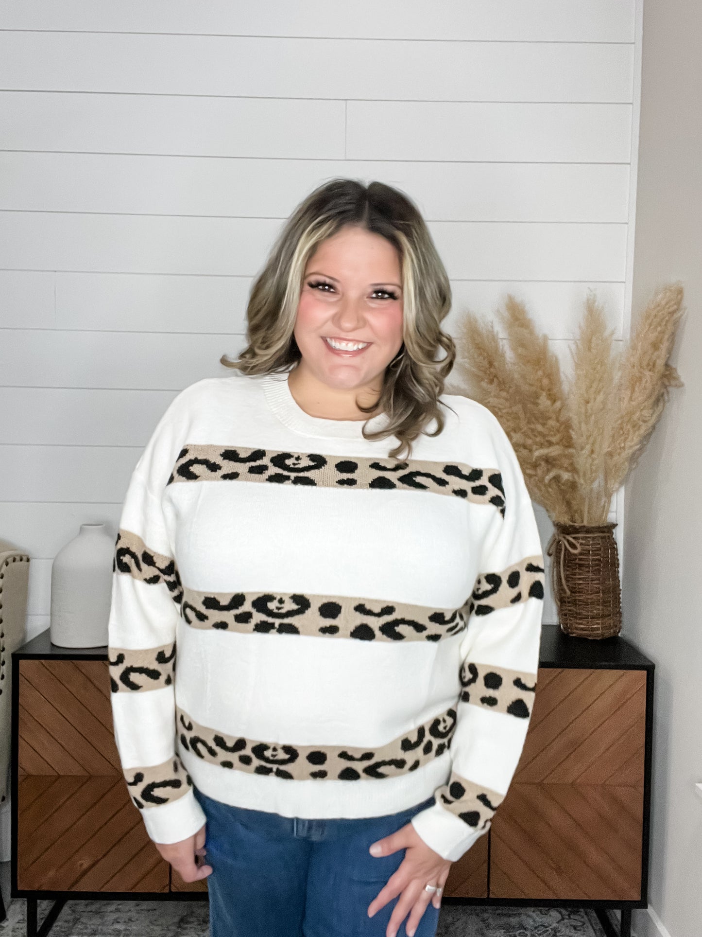 "Scout" Long Sleeve Animal Accent Sweater