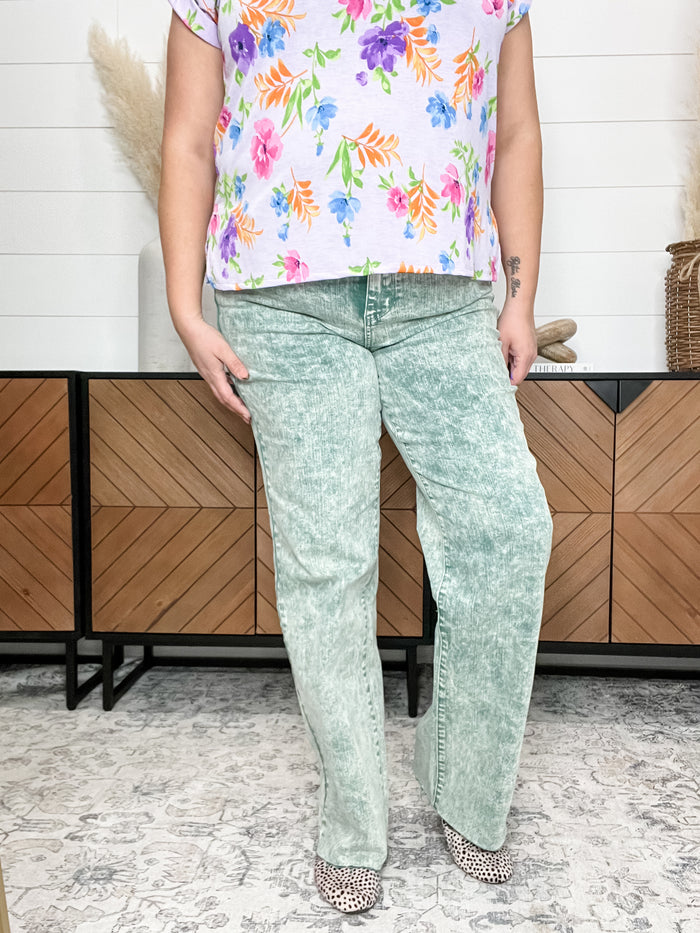 Judy Blue Sea Green Dad Jeans