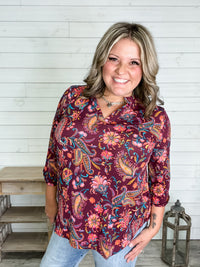 "Audra" 3/4 Sleeve Split Neck