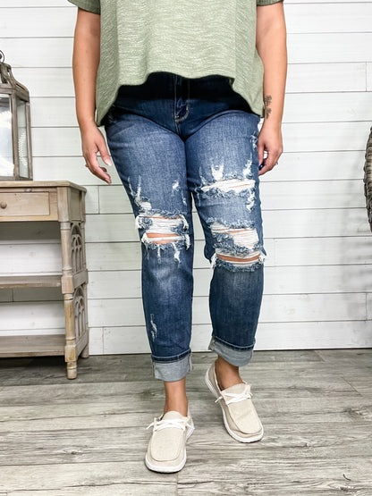 Judy Blue "Welcome to the Party" Boyfriend Jeans