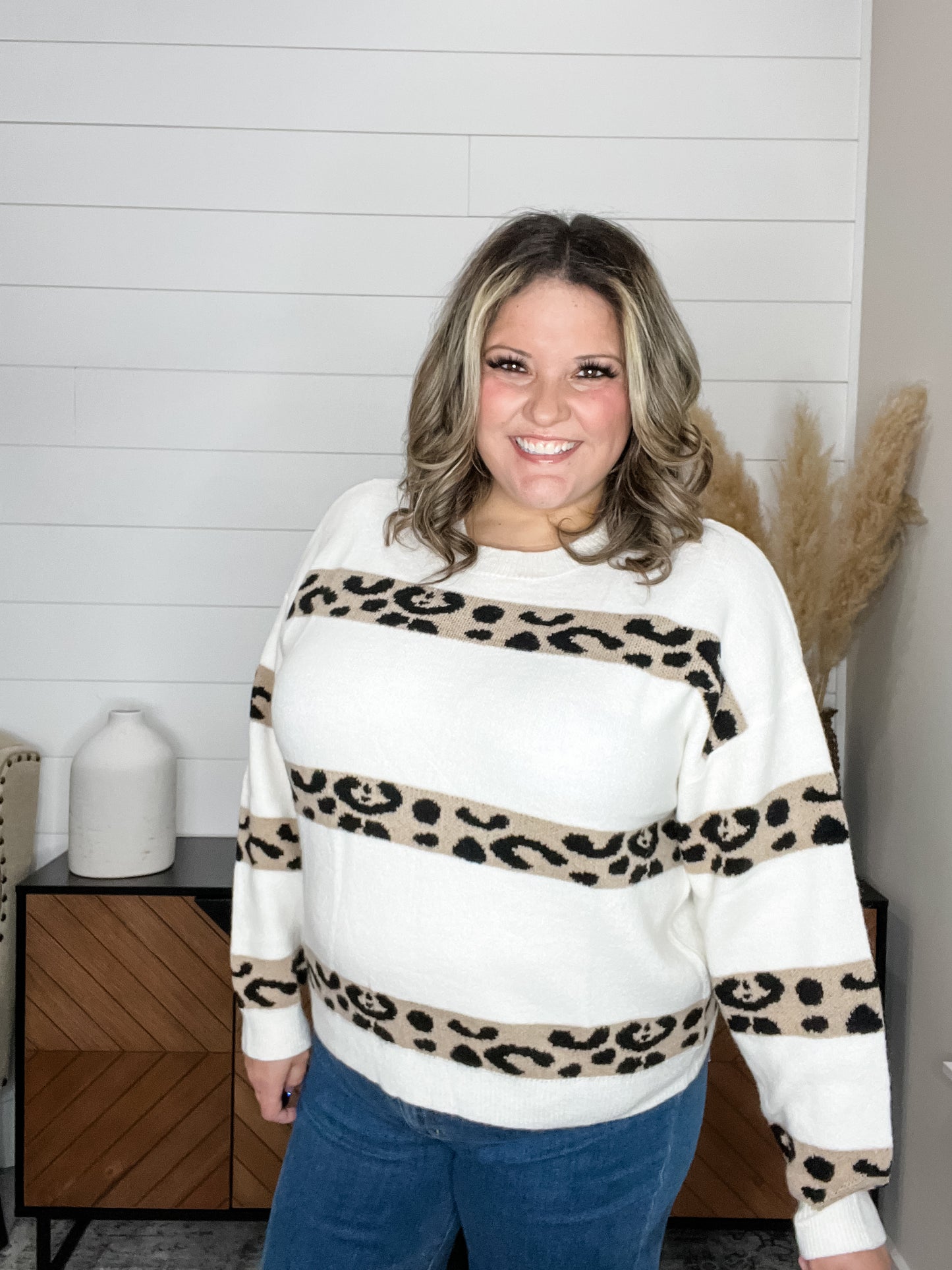 "Scout" Long Sleeve Animal Accent Sweater