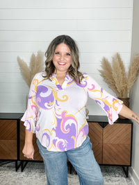 Dear Scarlett "Herring" 3/4 Bell Sleeve Split Neck