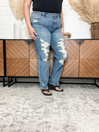 Judy Blue "Down Bad" Straight Leg Destroyed Jeans