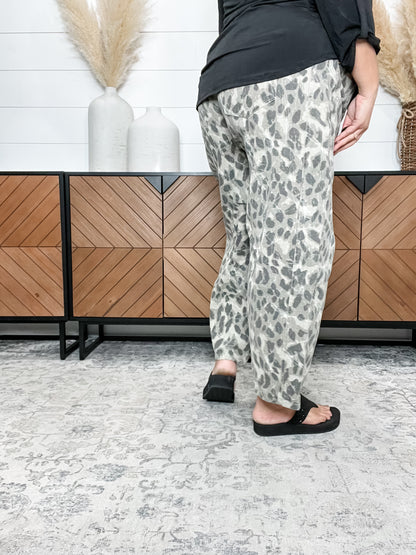 Leopard Print Wide Leg Denim