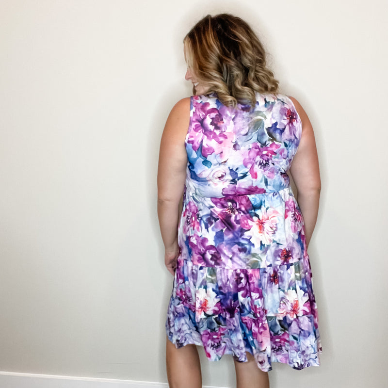 "Alena" Floral Tank Tiered Dress with Pockets