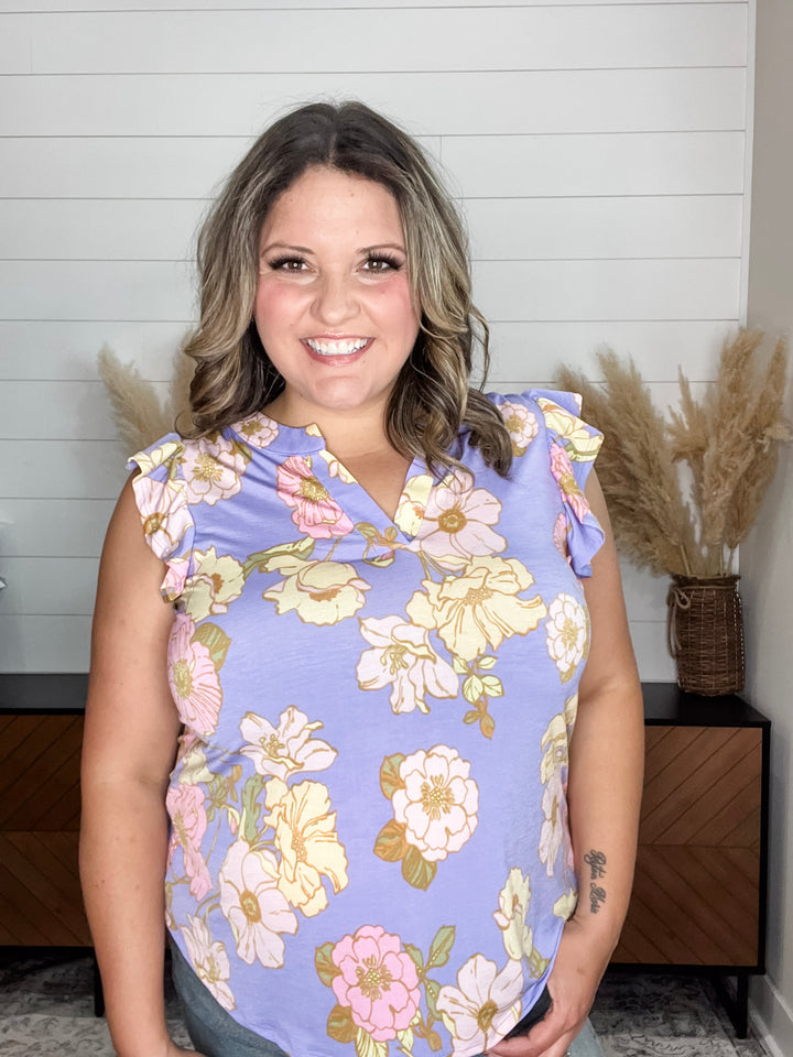 "Mood" Ruffle Cap Sleeve Lizzy