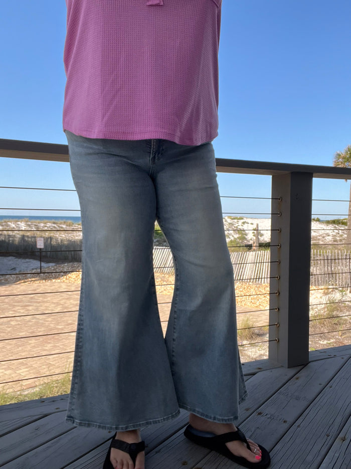 Mica Denim Retro Wide Leg Palazzo Pants