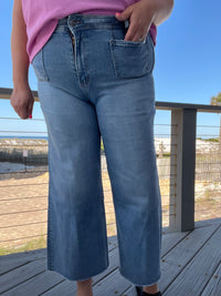 Mica Denim Wide Leg Jeans with square pocket detail