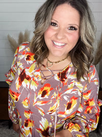 "Above It All" Bubble Ruffle Sleeve with Front Tie