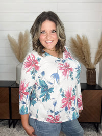 Dear Scarlett "Arkin" Floral Long Sleeve U Neck