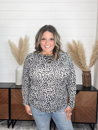 "Dixie" Animal Print Long Sleeve with Criss Cross Design (Grey)
