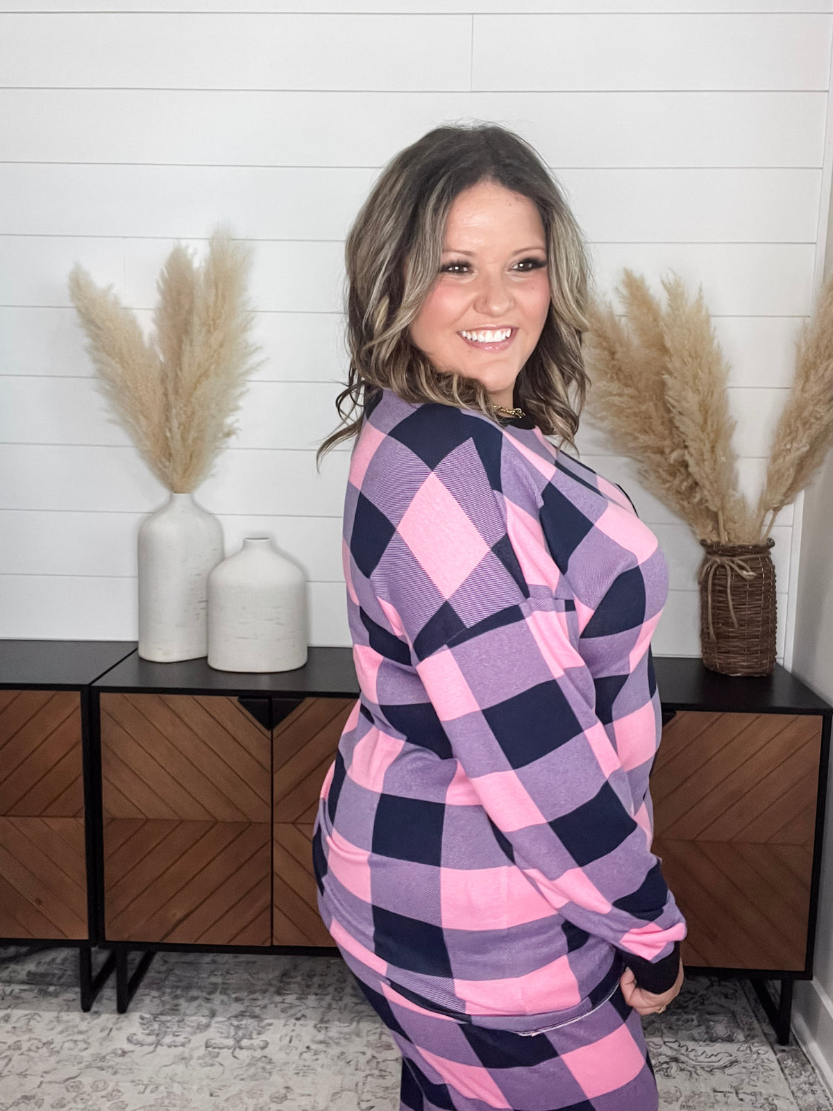 "Comfy" Plaid Lounge Set with Pockets
