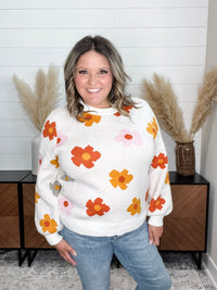 "Felicia" Fall Floral Long Sleeve Sweater