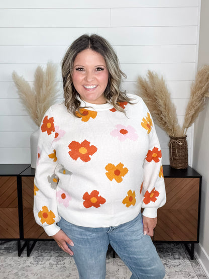 "Felicia" Fall Floral Long Sleeve Sweater