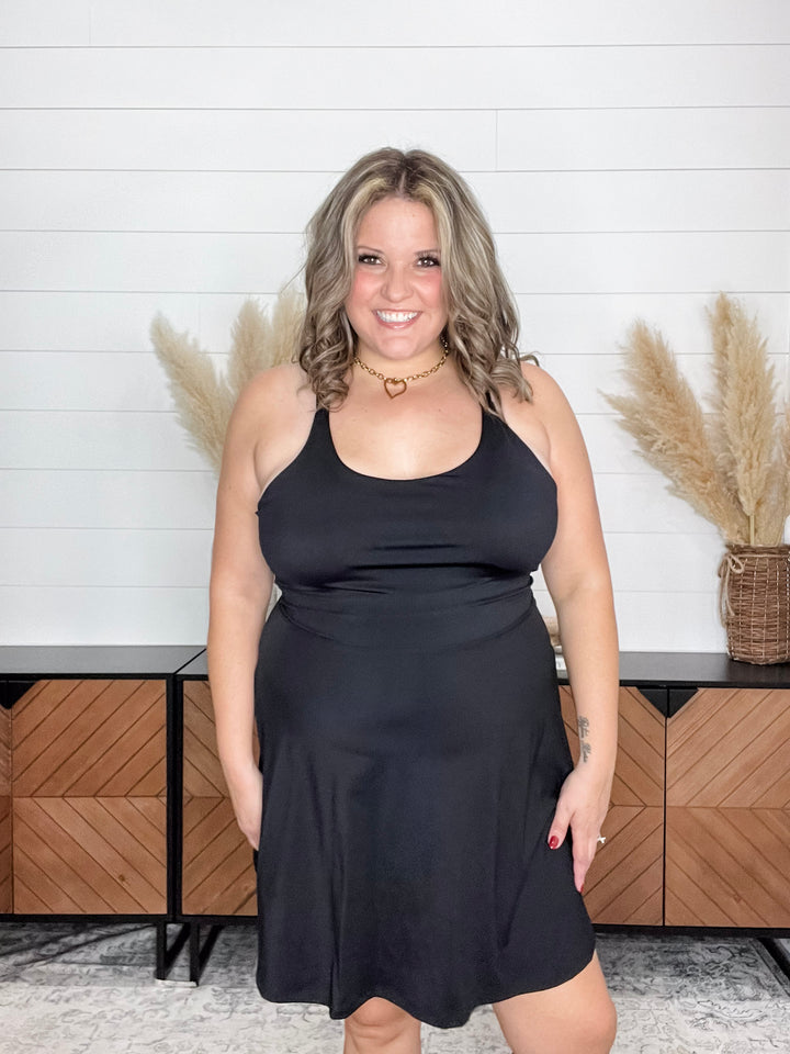"Game On" Active Dress with Built In Shorts(Black)