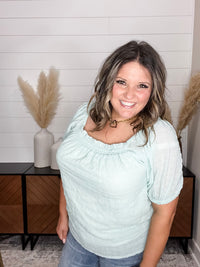 "Lansing" Short Sleeve Peasant Top