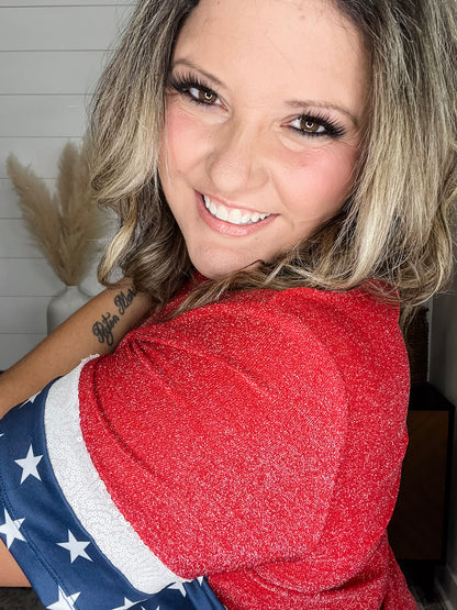 "Boom" Short Sleeve Sequin, Glitter and Shine