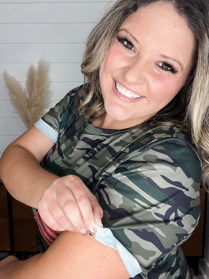 Camo Short Sleeve with Flag Detail