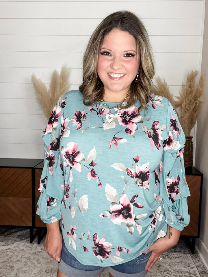"Brooks" Floral Scrunch Sleeve