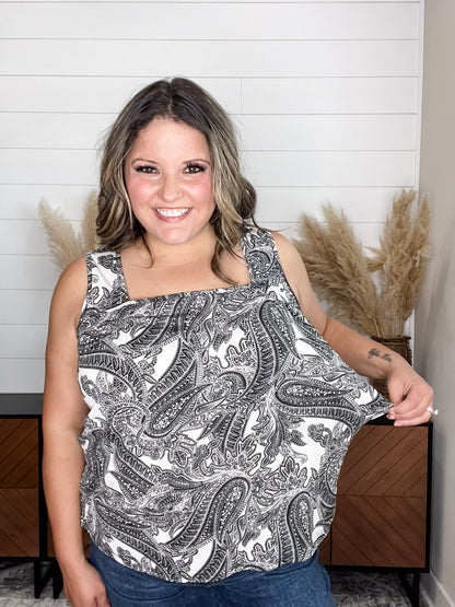 "Heights" Paisley Square Neck Tank Top