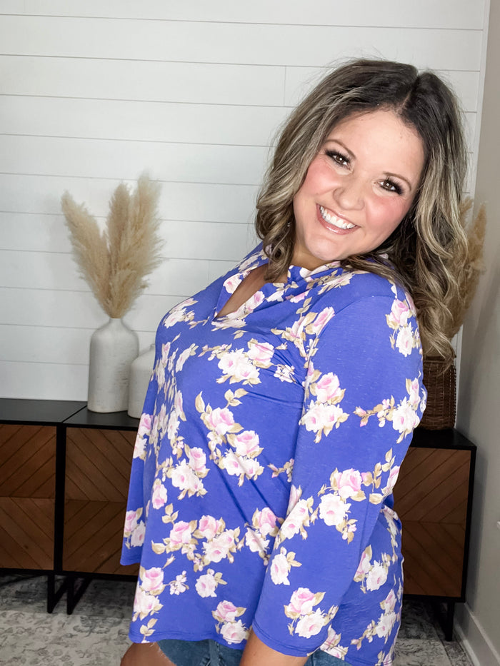"Groove" Floral 3/4 Sleeve Split Neck