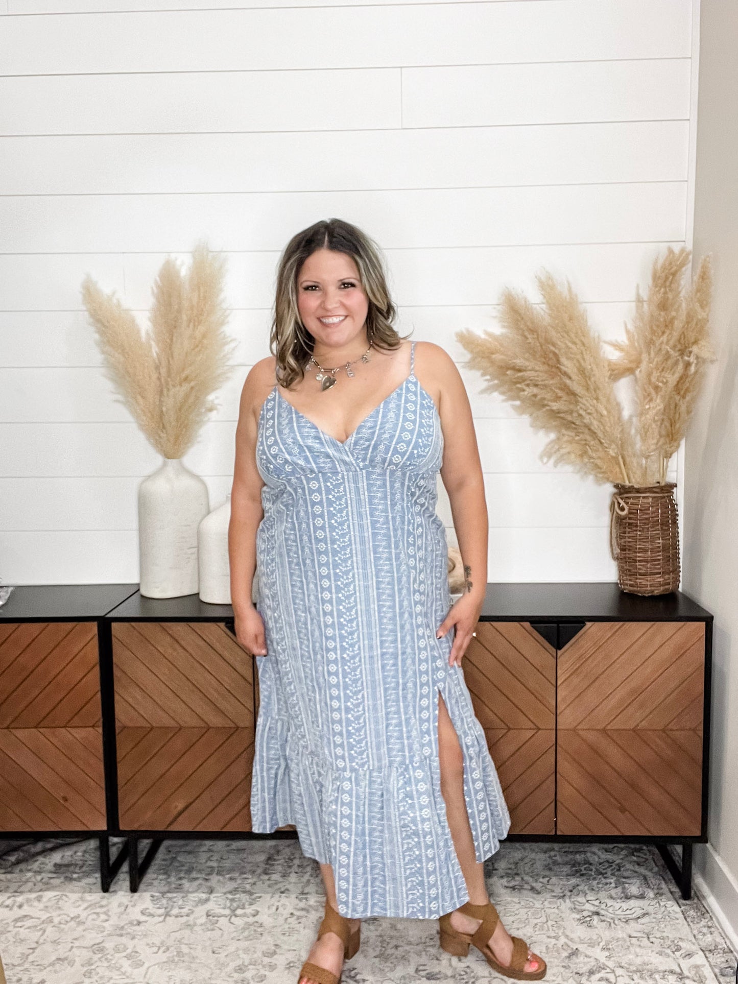 "Small Town" Embroidered Maxi Slip Dress