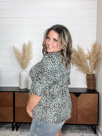 Dear Scarlett "Not This Time" Animal Print V Neck 3/4 Bell Sleeve