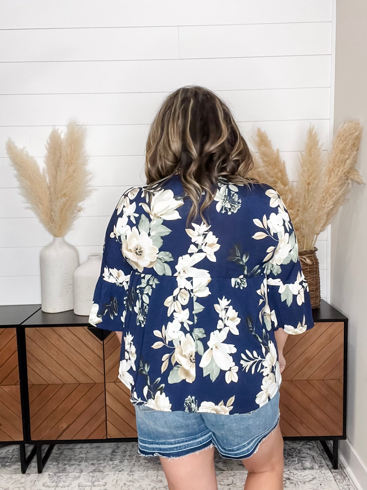 "Well Looky Here" Floral 3/4 Ruffle Sleeve Babydoll