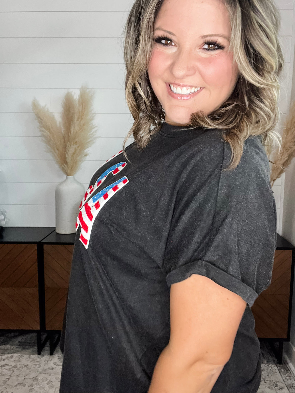 USA Embellished Oversized Boxy Tee