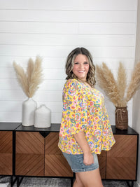 Dear Scarlett "Marigold" Short Ruffled Sleeve U Neck