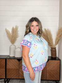"Lakeview" Floral Ruffle Collar with Front Tie