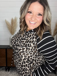 "Caged" Animal Print with Stripe Accent Hoodie