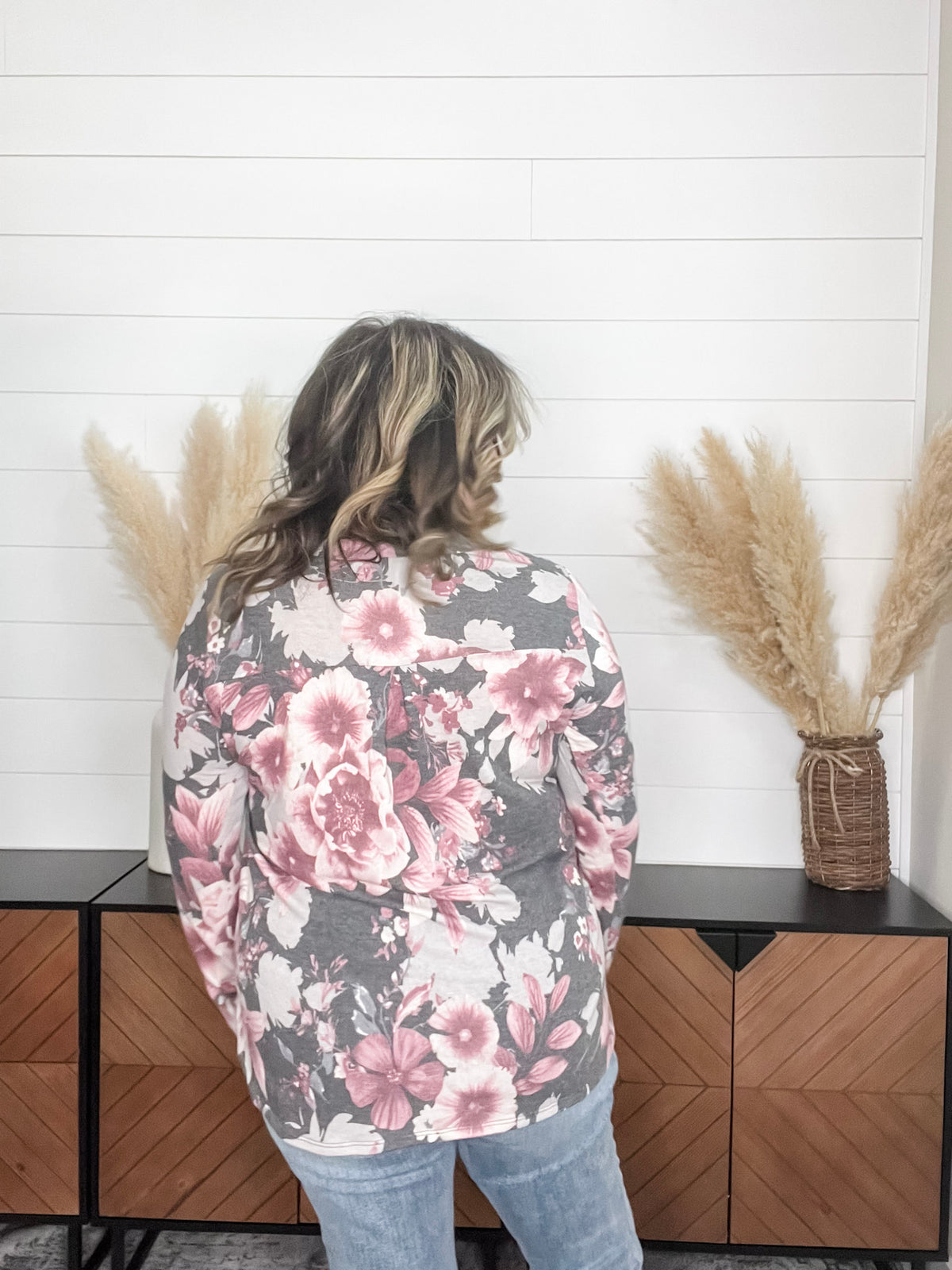 Dear Scarlett "Davenport" Floral Long Sleeve Split Neck