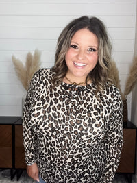 "Dixie" Animal Print Long Sleeve with Criss Cross Design (Beige)