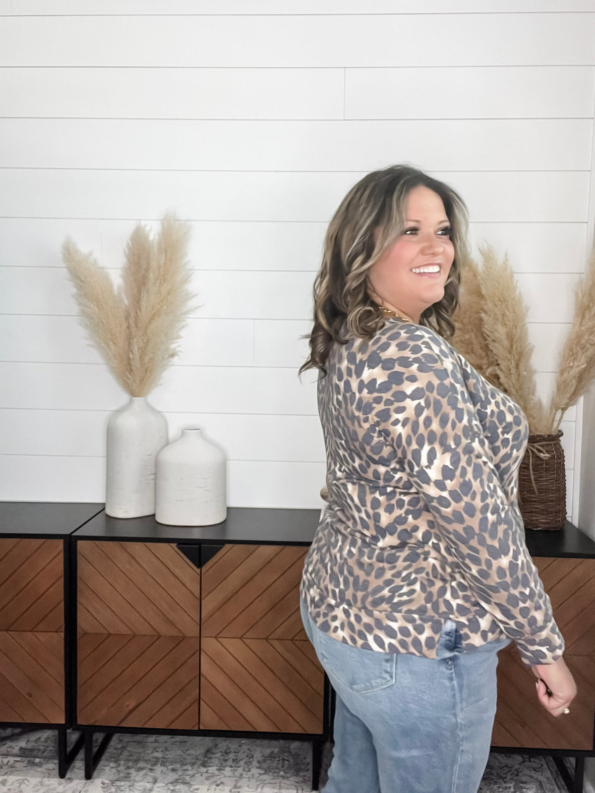 Dear Scarlett "Down With It" Animal Print Long Sleeve Weekender Style
