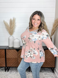 Dear Scarlett "Forgiven" Floral Long Sleeve U Neck