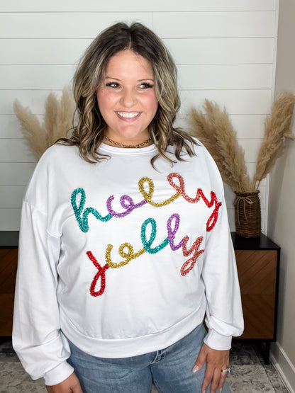 "Holly Jolly" Tinsel Crewneck
