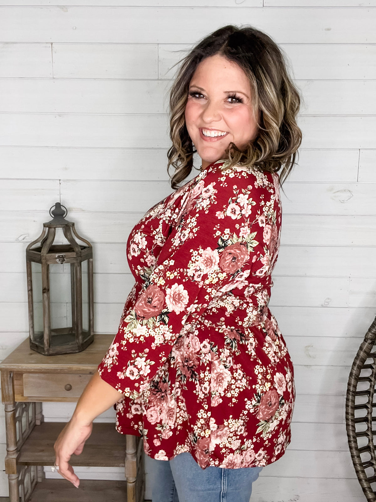 Dear Scarlett "Tammie" Floral 3/4 Sleeve Babydoll