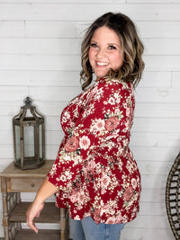 Dear Scarlett "Tammie" Floral 3/4 Sleeve Babydoll