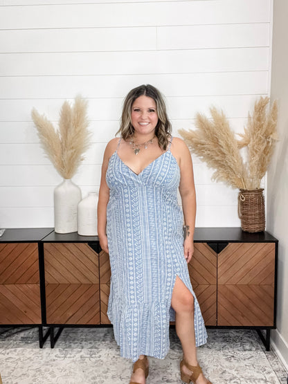 "Small Town" Embroidered Maxi Slip Dress