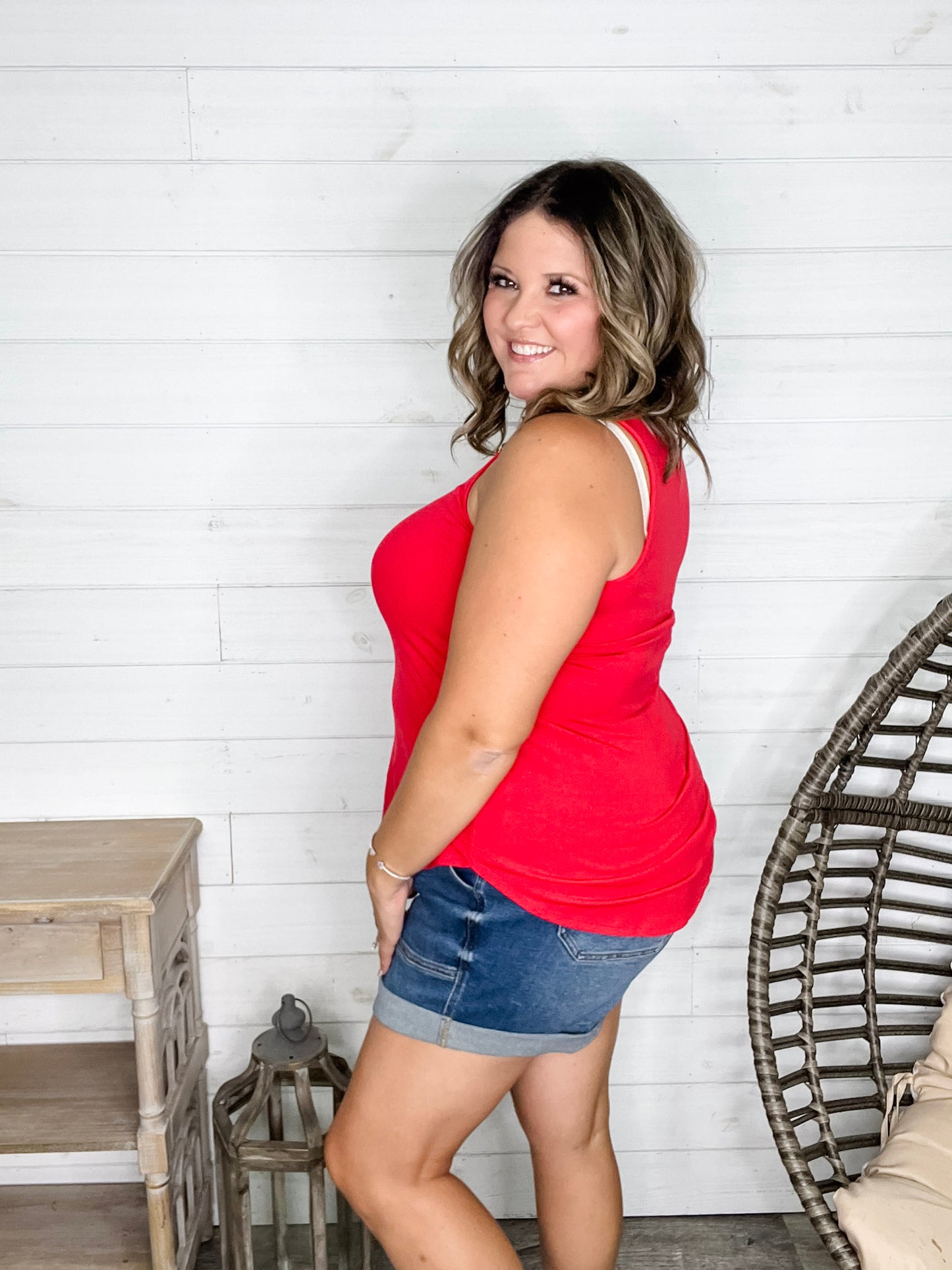 "It's Back" Relaxed Fit Tank (Ruby)