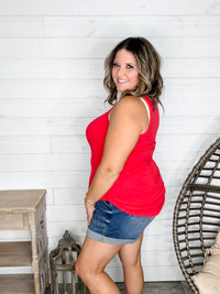 "It's Back" Relaxed Fit Tank (Ruby)