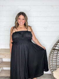 "Undeniable" Adjustable Strap Smocked Waist Maxi Dress