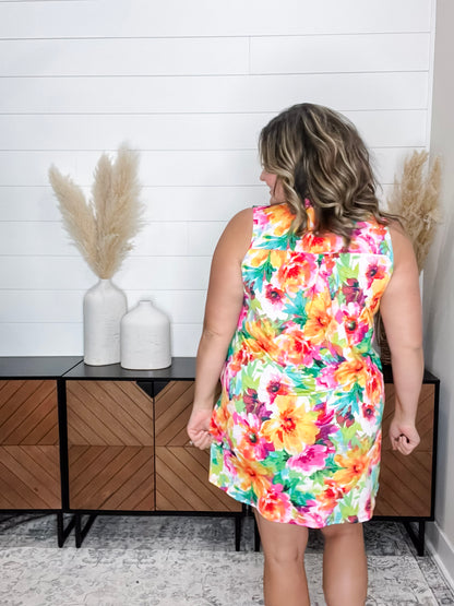 "Rushville" Sleeveless Split Neck Dress with Pockets